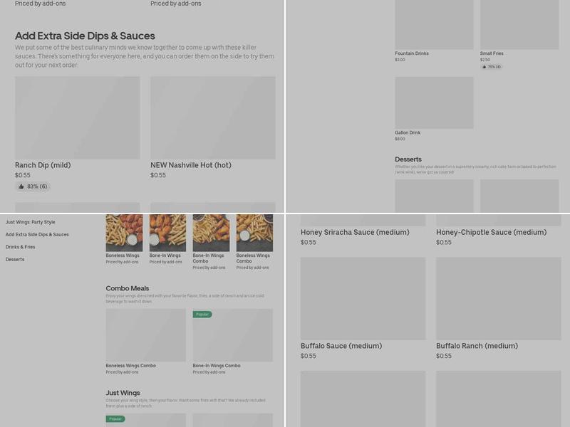 It's Just Wings Menu