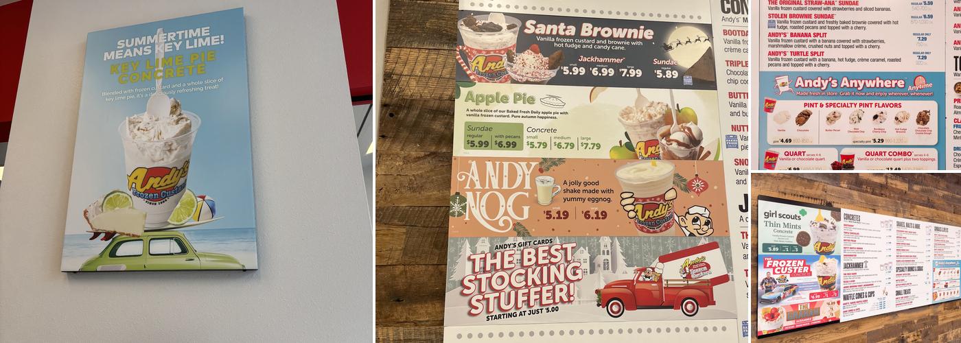 Andy's Frozen Custard Menu