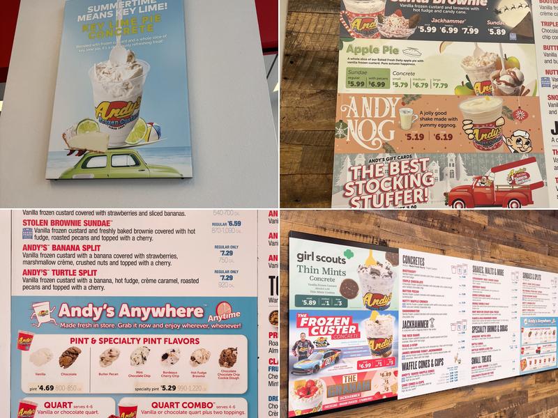 Andy's Frozen Custard Menu