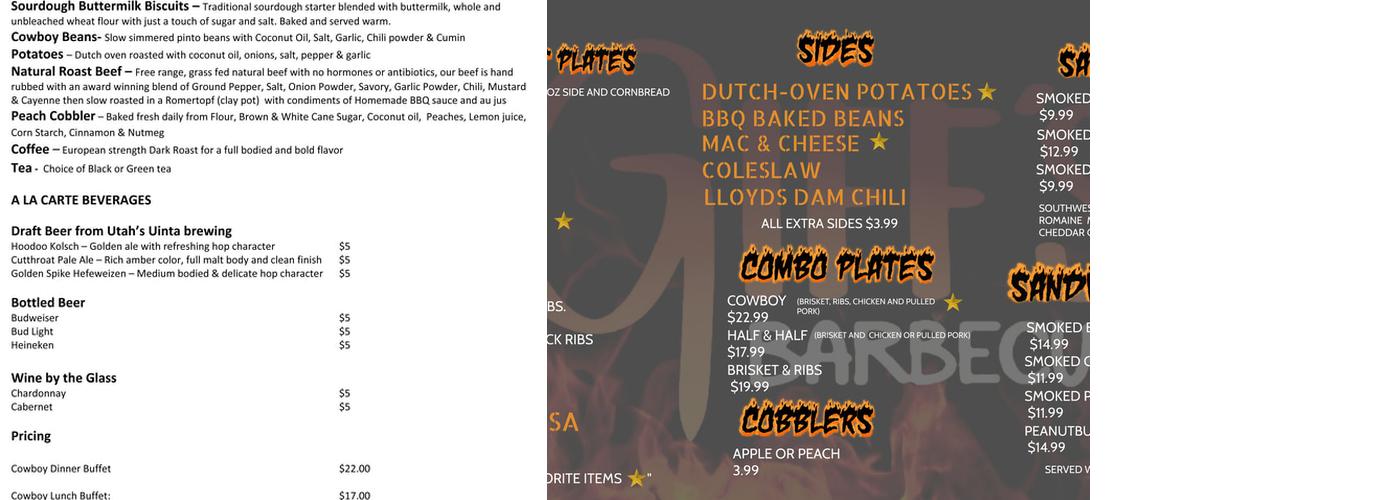 Chuckwagon Cookouts Menu