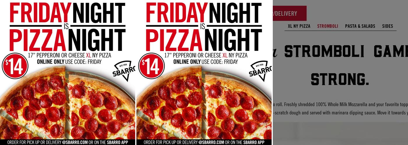 Sbarro Menu