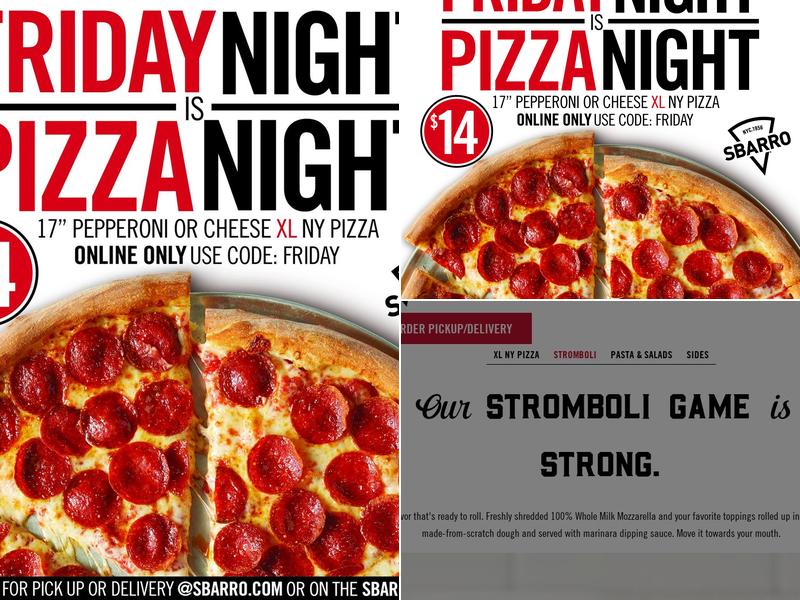 Sbarro Menu