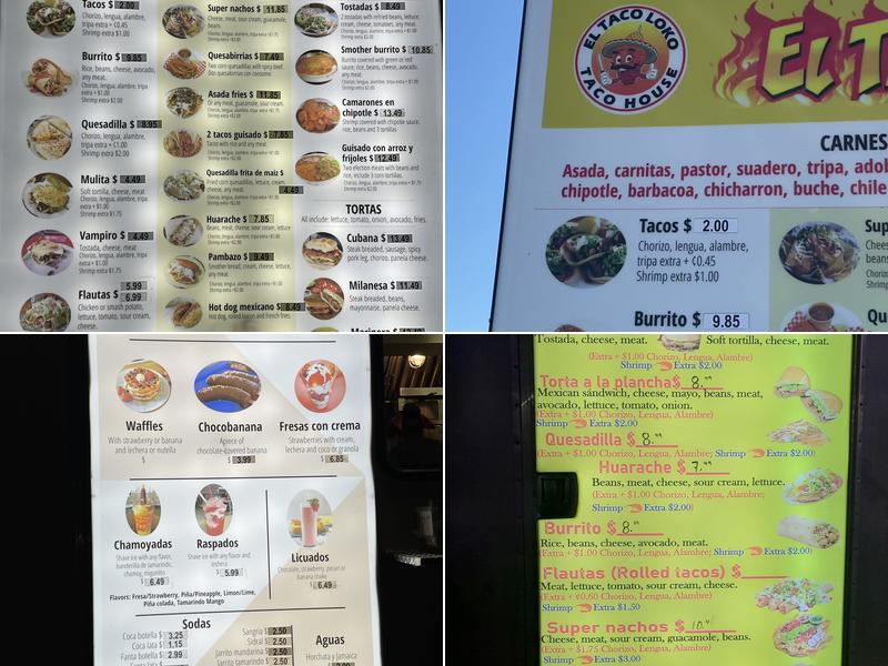 El taco loko Menu