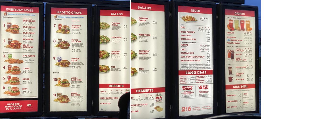 Wendy's Menu