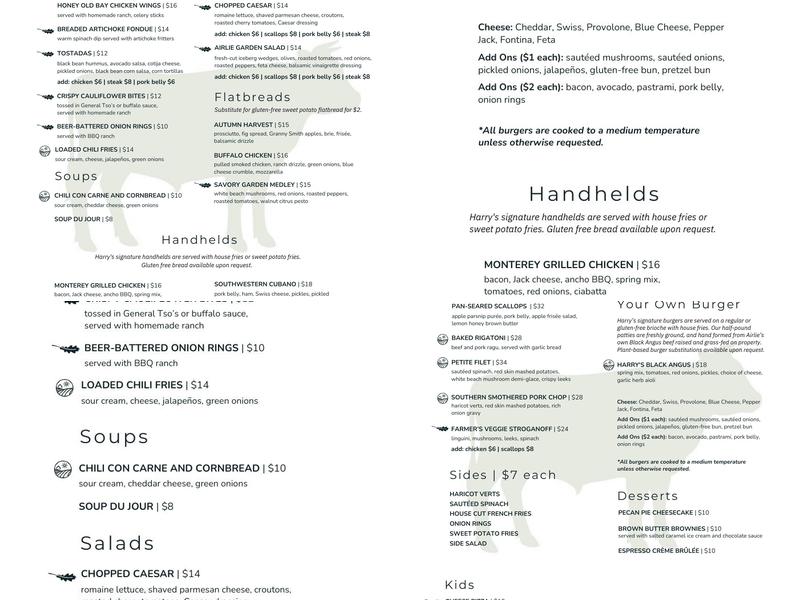 Harry's Menu