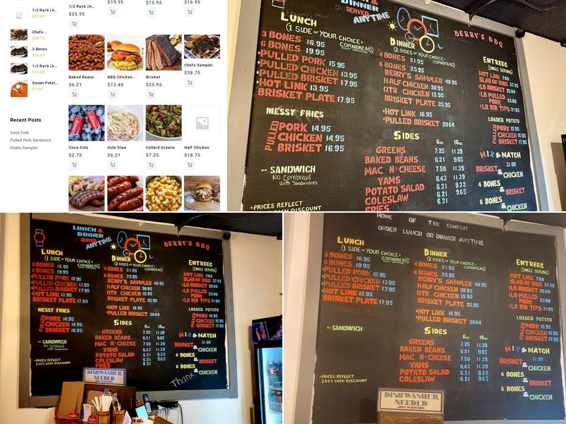 Berry's BBQ Menu