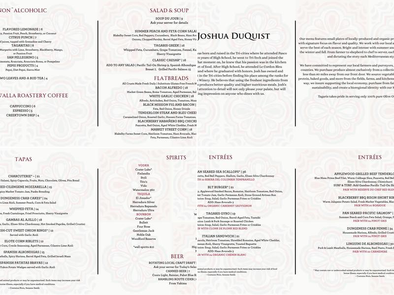 Taverna Tagaris Menu