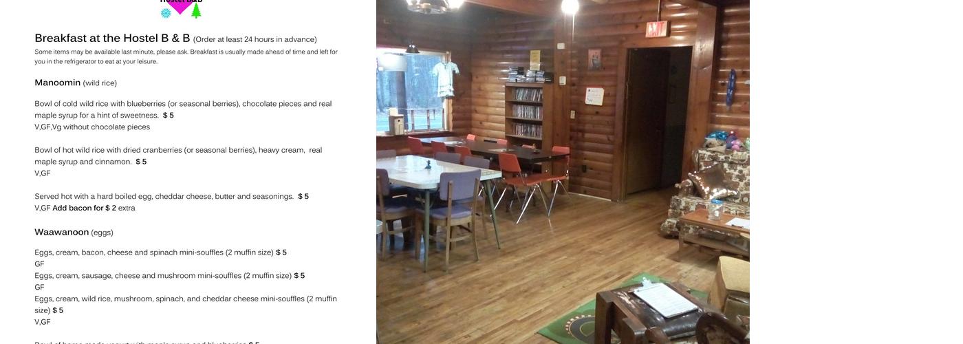 The Hostel B&B Menu