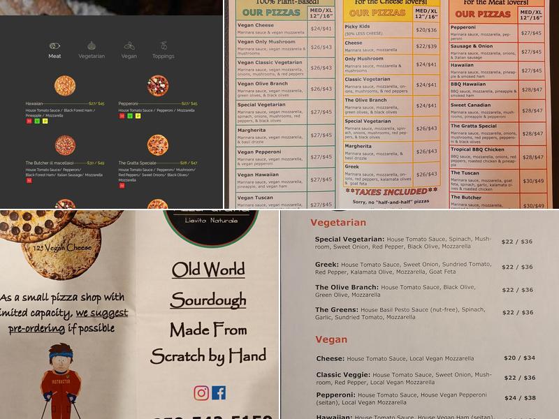 Pizza Gratta Menu