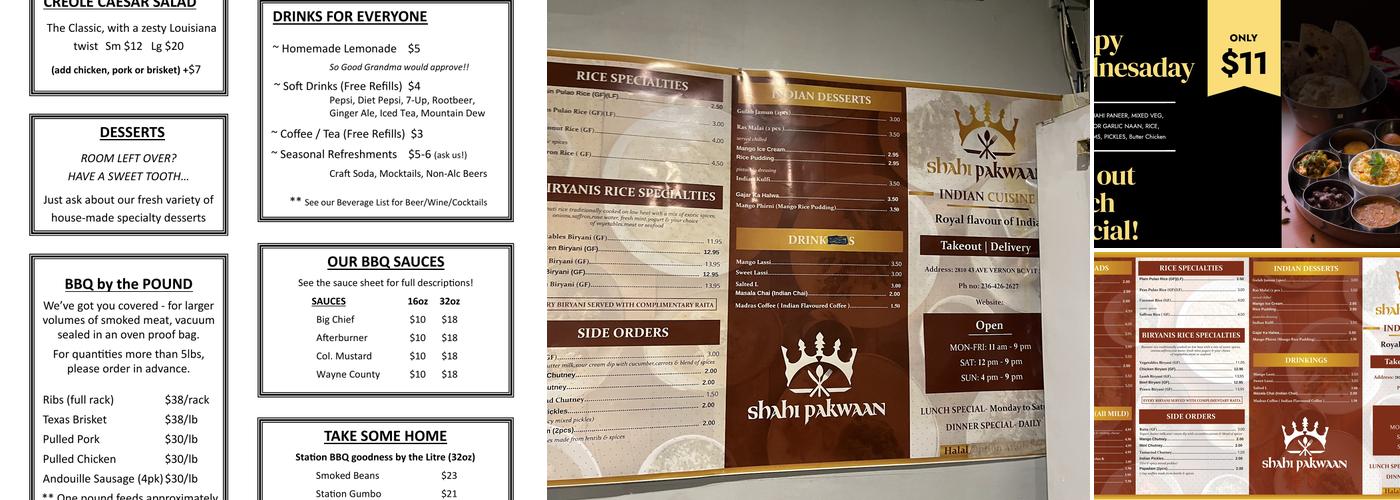 Shahi Pakwan Menu