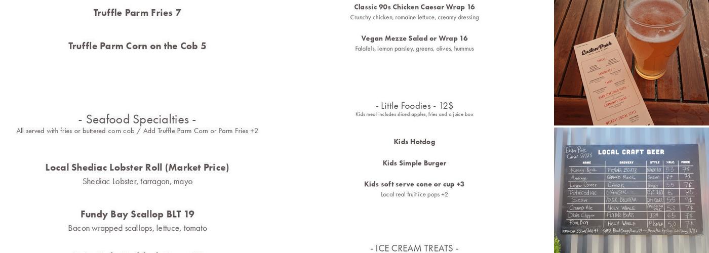 Euston Park Social Menu