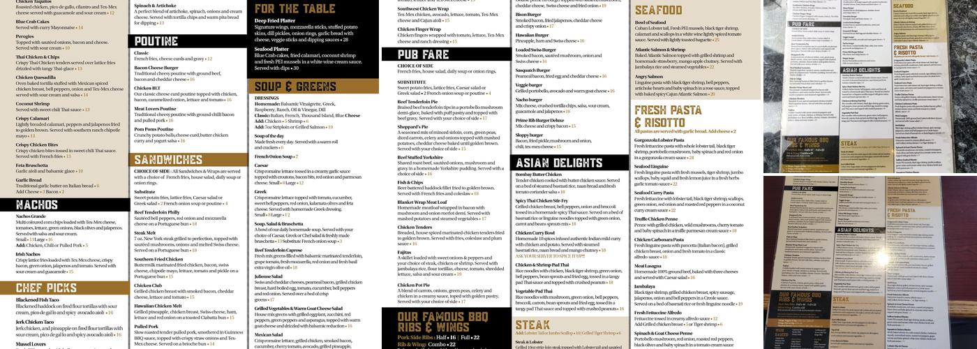 Kings Tavern Menu