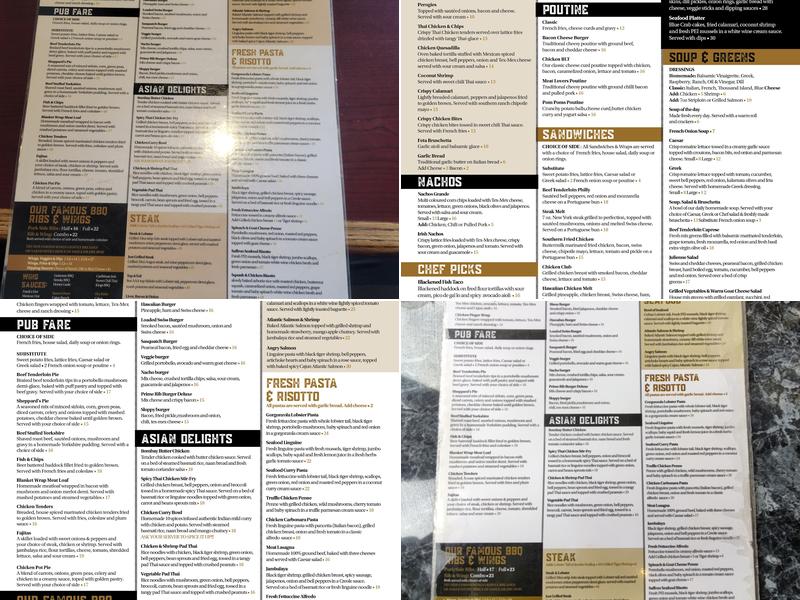 Kings Tavern Menu