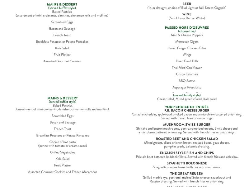 The Pickle Barrel Catering Menu