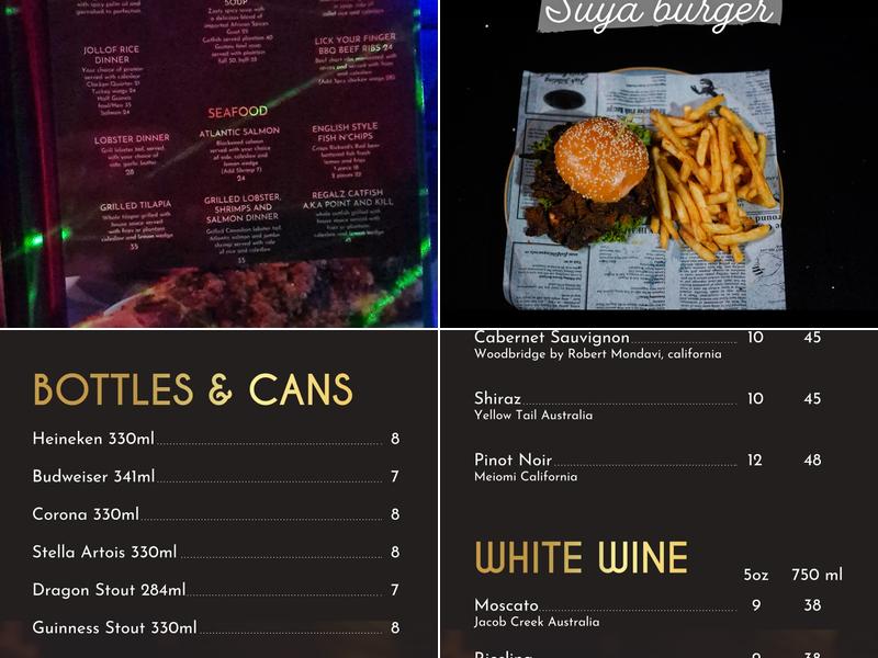 Regalz Kitchen and Bar Menu