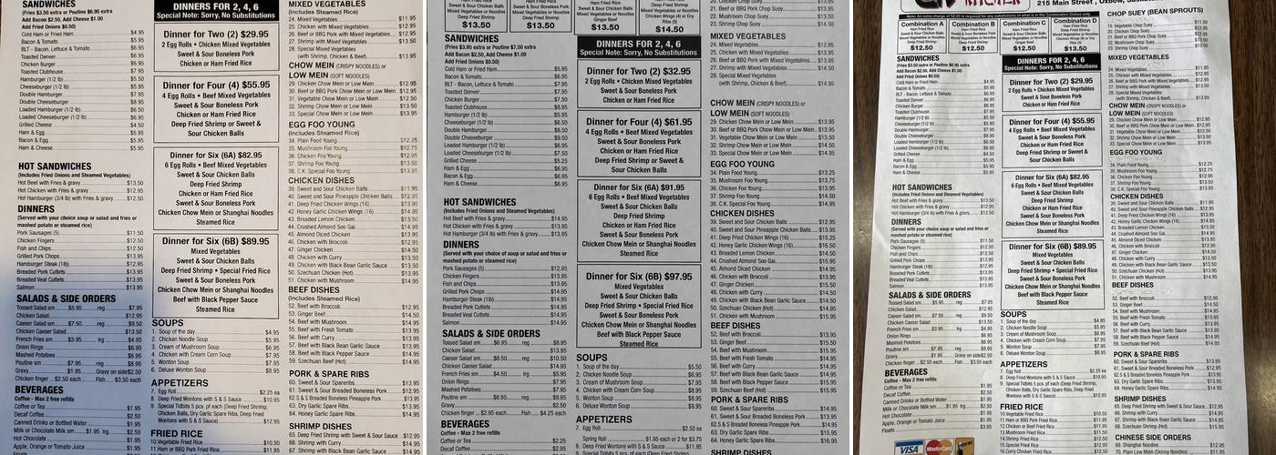 C K Cafe Menu