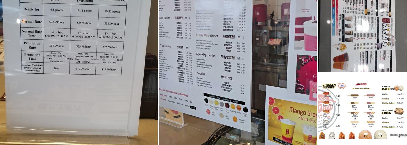 Gong Cha and Karaoke Menu