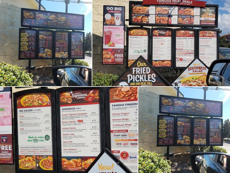 Zaxbys Chicken Fingers & Buffalo Wings Menu