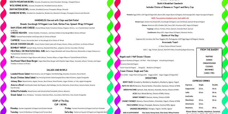 Rainbow Connection Cafe Menu