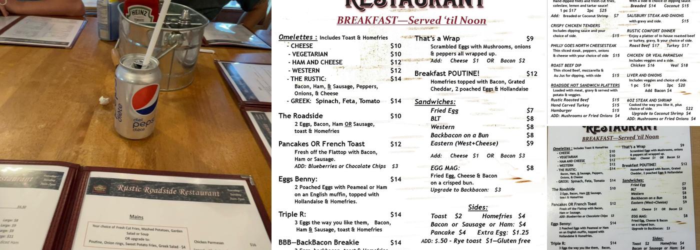 Rustic Roadside Restaurant Menu