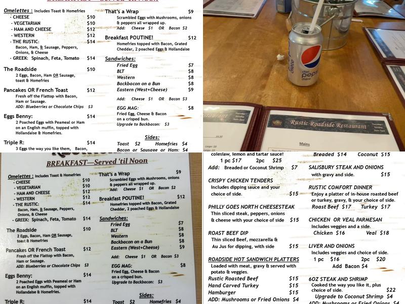 Rustic Roadside Restaurant Menu