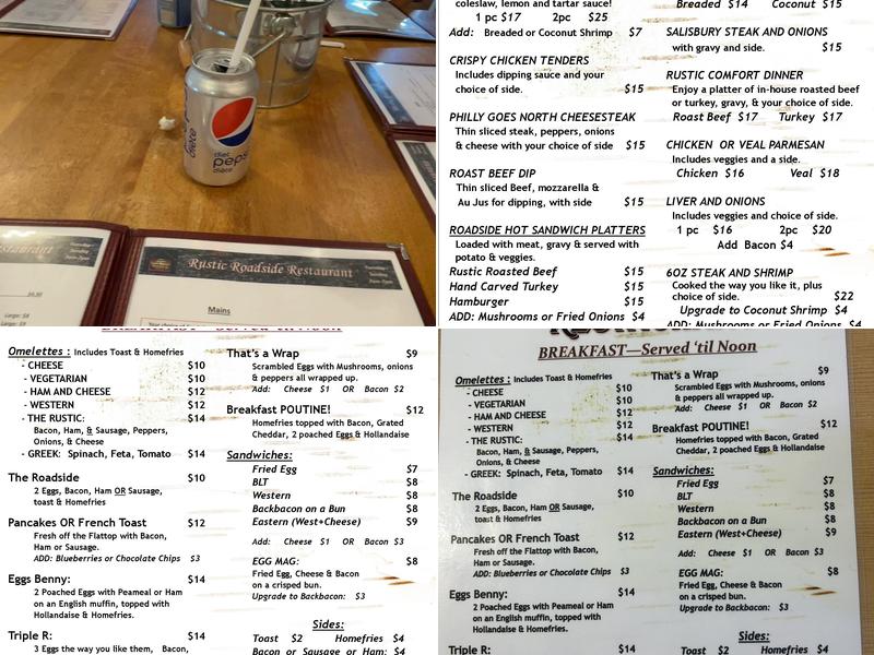 Rustic Roadside Restaurant Menu
