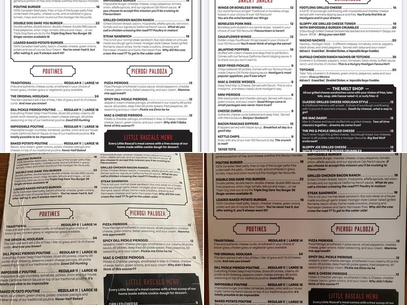 Hooligans Ales & Eats Menu