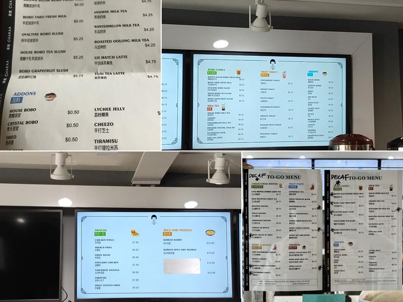 Chakaa Tea Cafe Menu