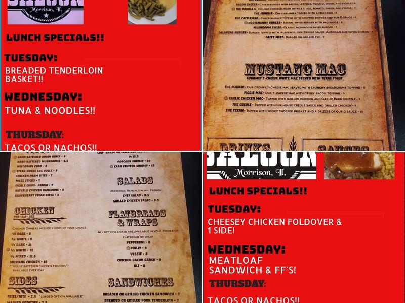 The Double G Saloon Menu