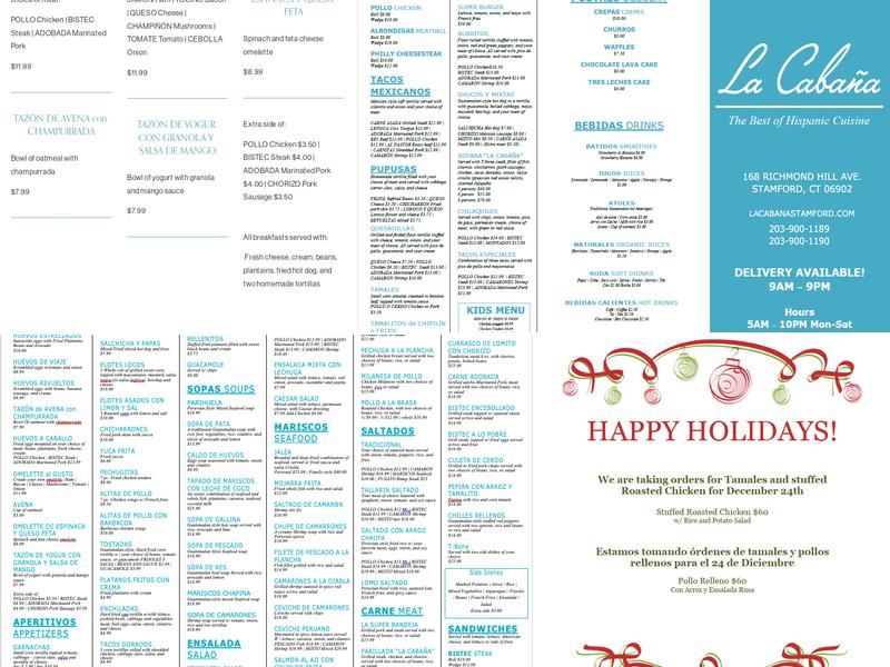 La Cabaña Restaurant Menu