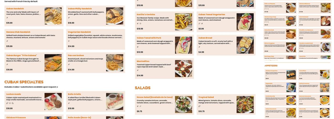 Hola Havana Cuban Restaurant Menu