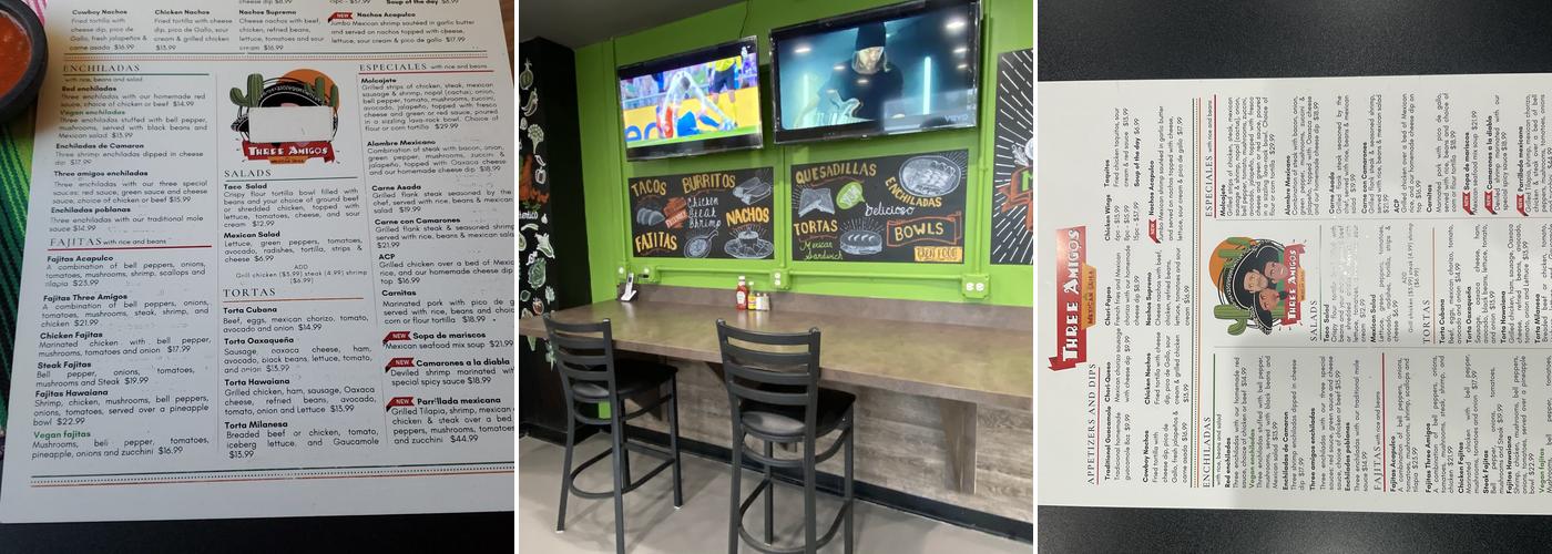 Three Amigos Mexican Grill Menu