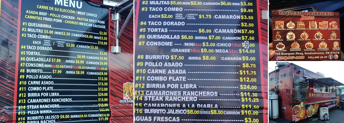 Taqueria y Birrieria Jalisco Menu