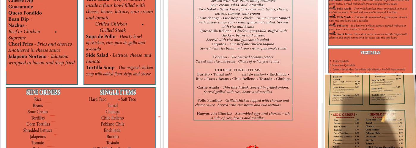Casa Mexicana Bar & Grill Menu