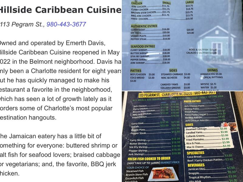 Hillside Caribbean Cuisine Menu