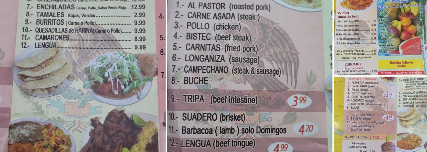 Don taco Menu