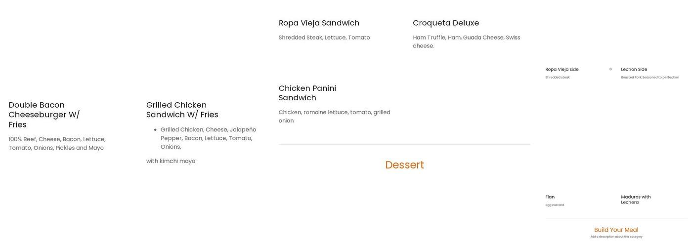 D'Cache Latin Cafe Menu