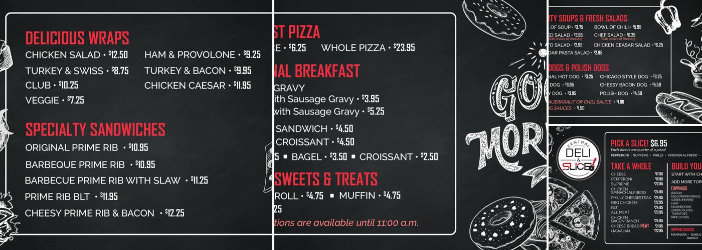 Central deli and slice Menu