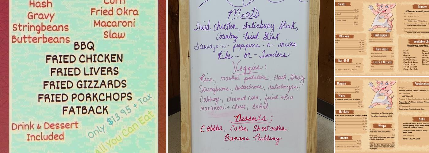 Laird's Bar-B-Q Pit Menu
