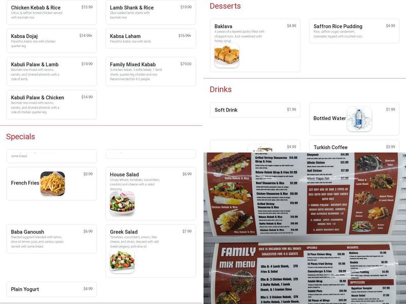 Halal restaurant Menu