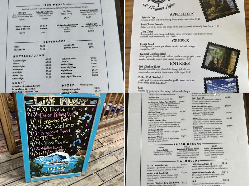 The Cove at Compass Lake Menu