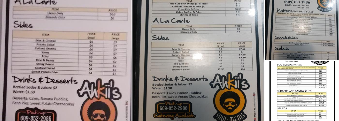 Ahkii's Soul Meals Ft. Chef Legacy Menu