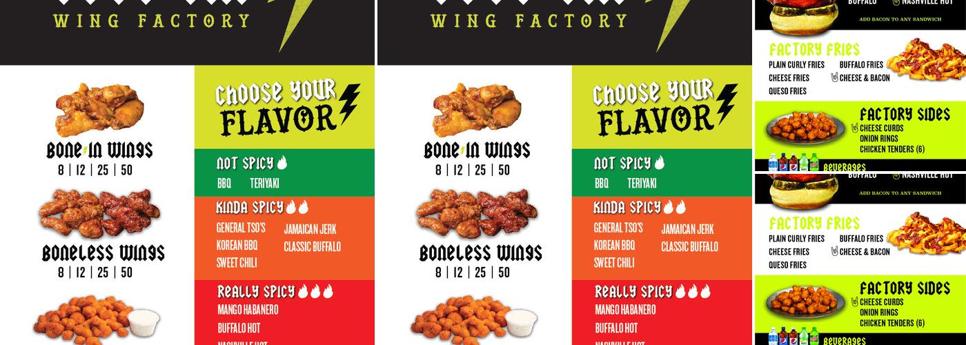 Toss Em Wing Factory Menu