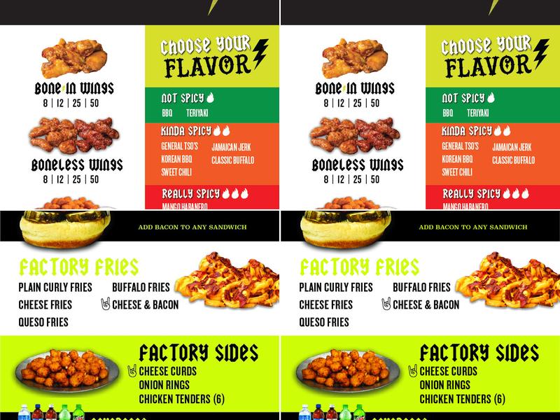 Toss Em Wing Factory Menu