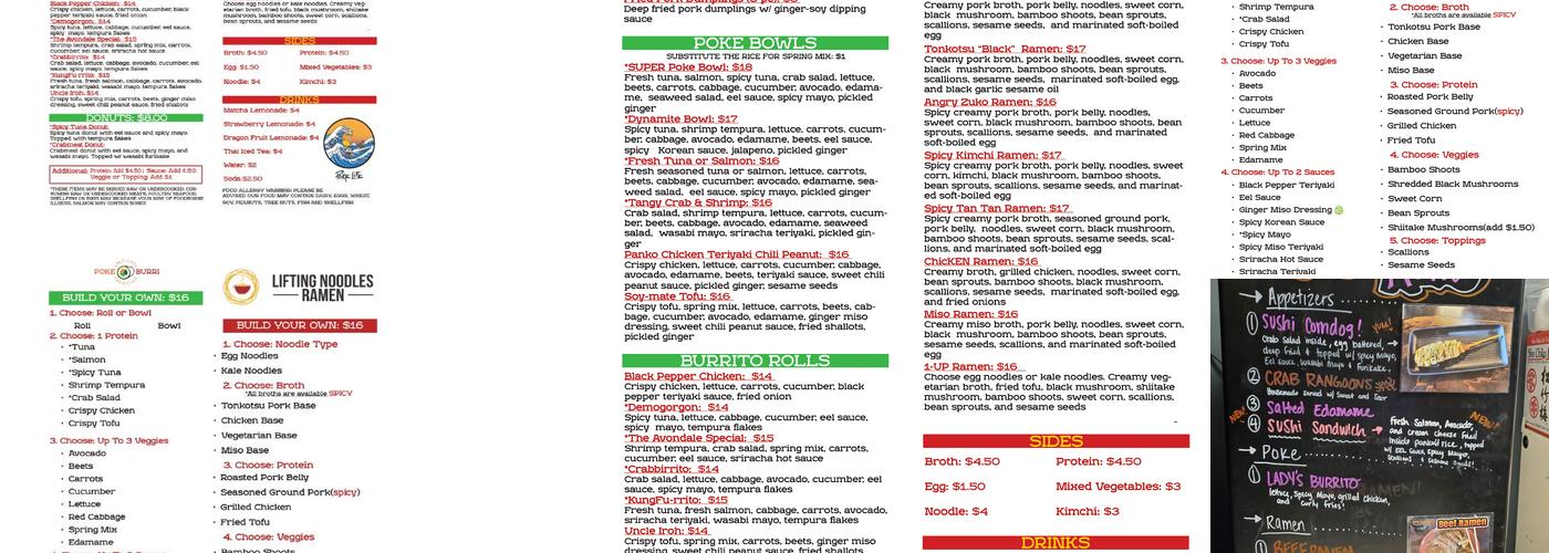 Poke Burri / Lifting Noodles Ramen Menu