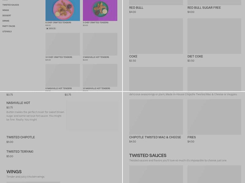 Twisted Tenders Menu