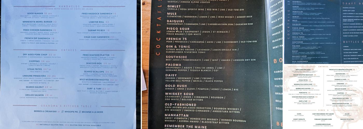 Farmer and the Fishmonger Menu