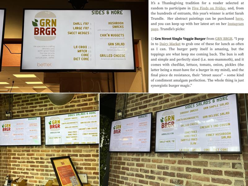 GRN Burger Menu