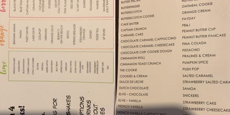 Panther Nutrition Menu