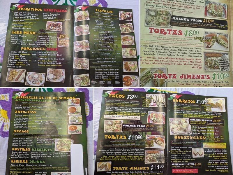 Jimena's Cocina Mexicana Menu